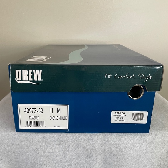 Drew Traveler Men’s Cognac Nubuck 11 Med - New in Box - Picture 15 of 16